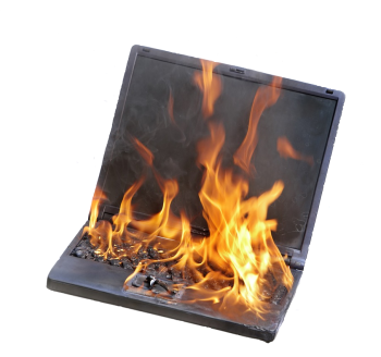 Burning laptop